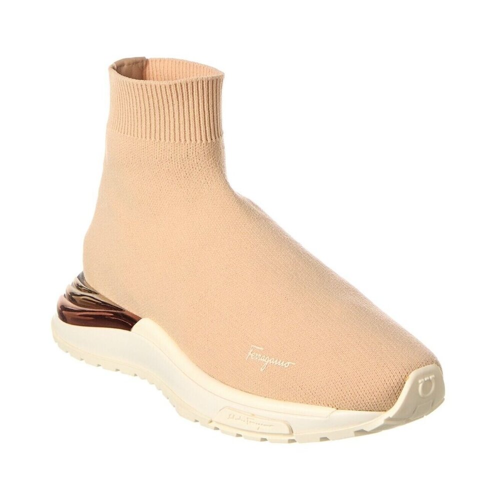 Salvatore Ferragamo Ninette Knit Sock Metallic Sneaker ( 9 )